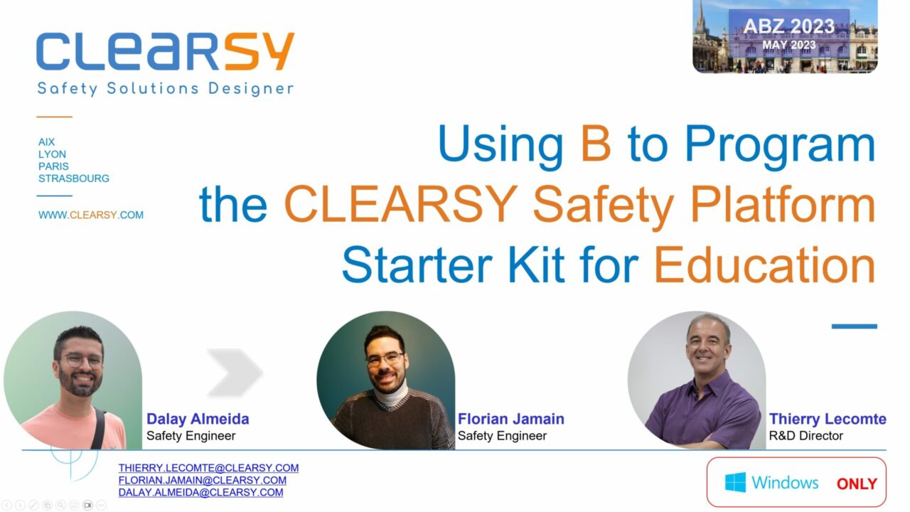 Tutoriel "Utiliser B Pour Programmer La CLEARSY Safety Platform ...